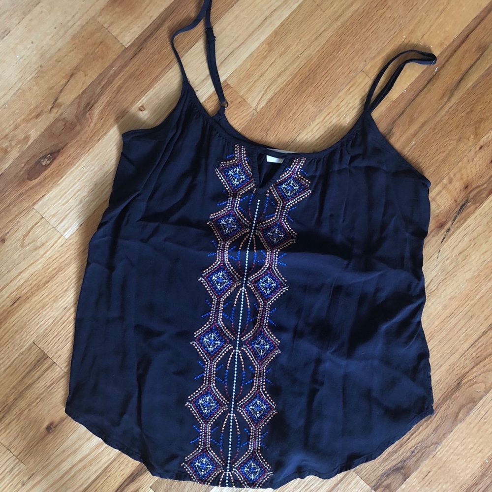 Blue tank with boho design